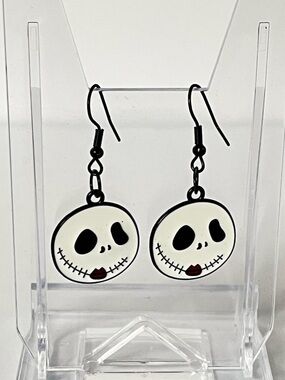 Handmade Jack Skellington Enamel Dangle Earrings